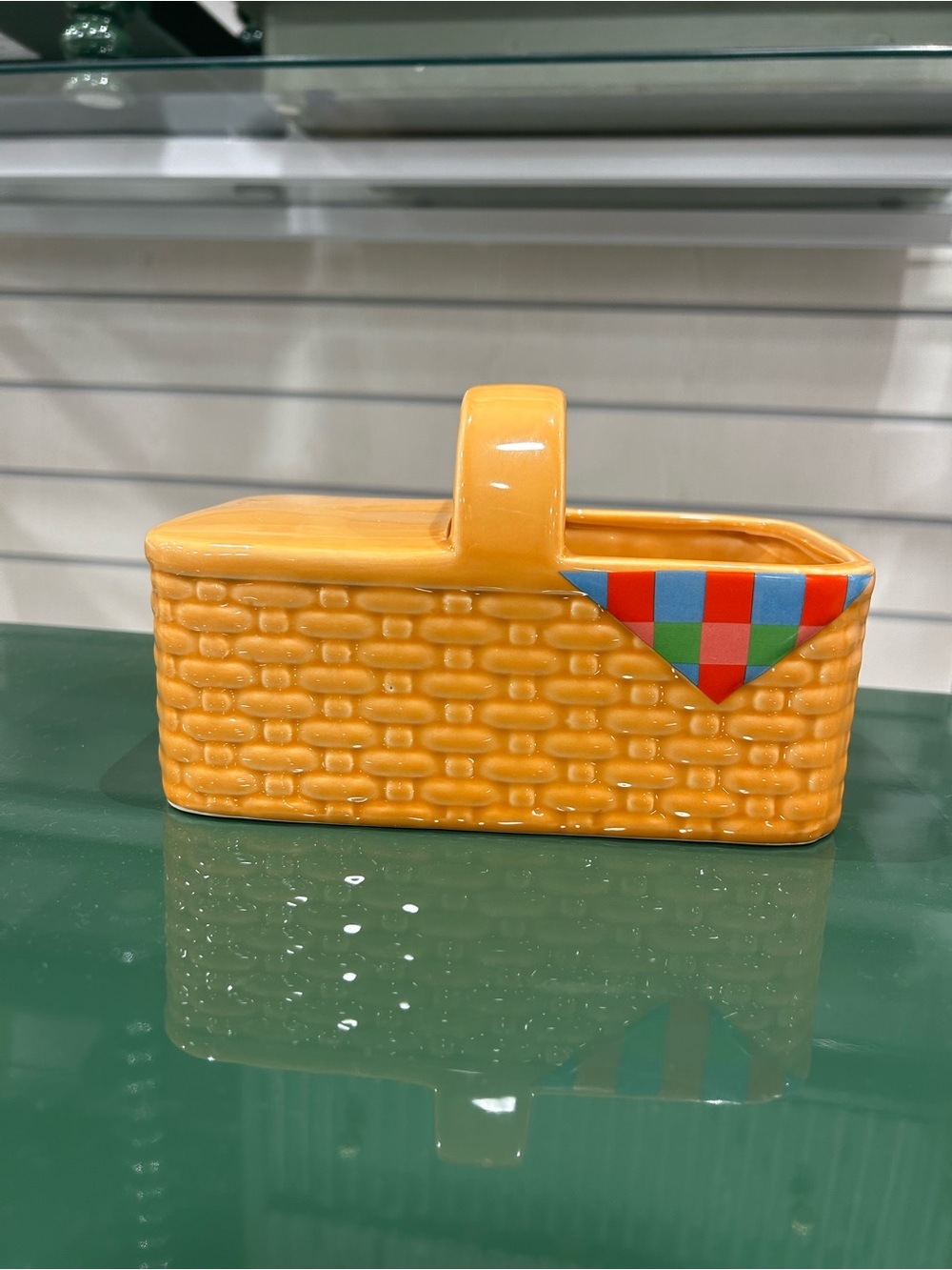Yellow Ceramic Basket Planter